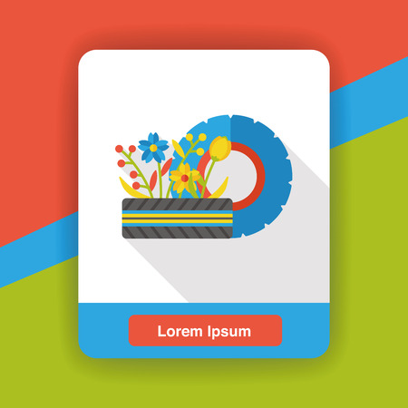 Environmental protection concept flat icon; recycle car tiresのイラスト素材