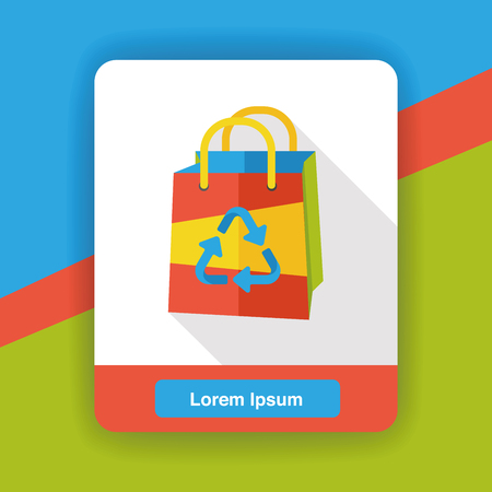 Environmental protection concept flat icon; Recycled shopping bagのイラスト素材