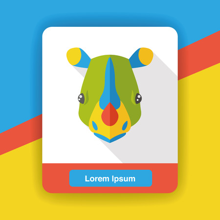rhinoceros zoo animal flat iconのイラスト素材