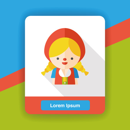 cartoon girl flat iconのイラスト素材