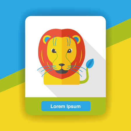 lion zoo animal flat iconのイラスト素材