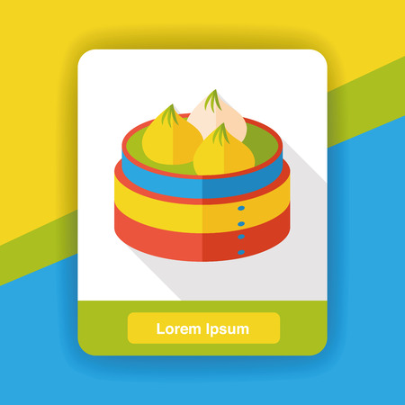 steamed stuffed bun flat iconのイラスト素材