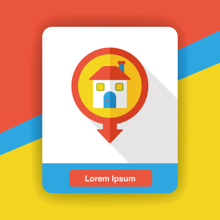 home sign map flat iconのイラスト素材