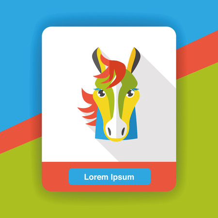 horse zoo animal flat iconのイラスト素材