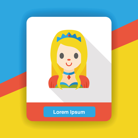 cartoon princess flat iconのイラスト素材