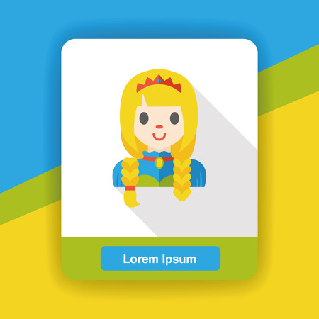 cartoon princess flat iconのイラスト素材