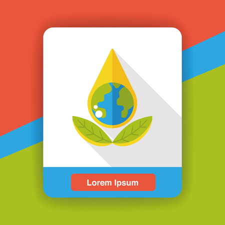 Environmental protection concept flat icon; Conserve water, protect the environment.のイラスト素材