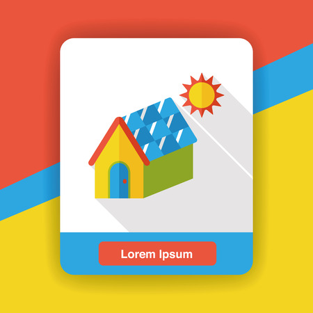 Environmental protection concept flat icon; solar energy; saving energyのイラスト素材