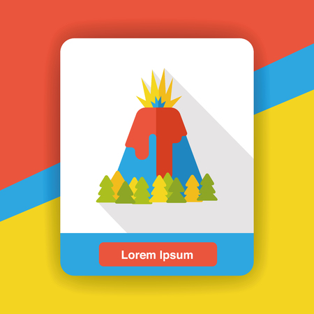 Volcano mountain flat iconのイラスト素材