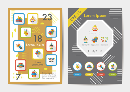 Birthday icons set with long shadow,eps10のイラスト素材