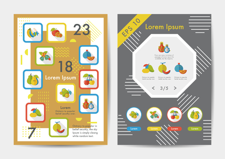 Fruits icons set with long shadow,eps10のイラスト素材