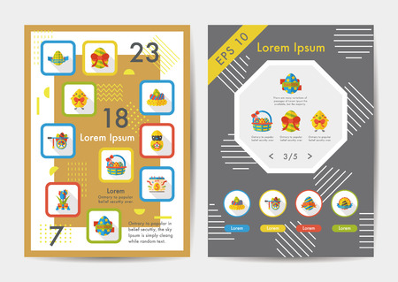 Easter icons set with long shadow,eps10のイラスト素材