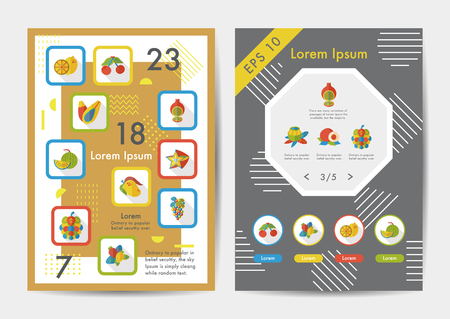 Fruits icons set with long shadow,eps10のイラスト素材