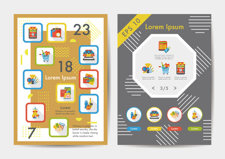 Shopping icons set with long shadow,eps10のイラスト素材