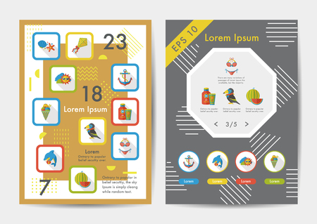 Summer icons set with long shadow,eps10のイラスト素材