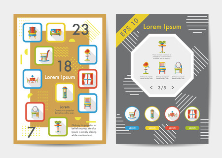 Furniture icons set with long shadow,eps10のイラスト素材