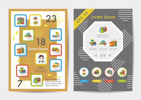 Shopping icons set with long shadow,eps10のイラスト素材