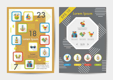 Summer icons set with long shadow,eps10のイラスト素材