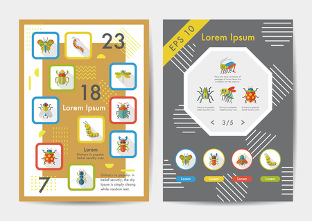 Insect icons set with long shadow,eps10のイラスト素材
