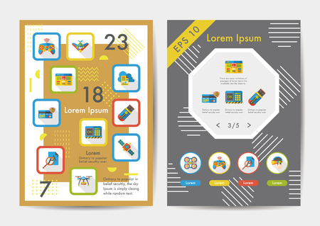 Technology icons set with long shadow,eps10のイラスト素材