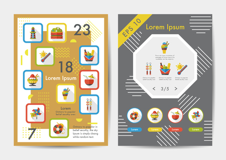 Summer icons set with long shadow,eps10のイラスト素材