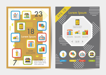 Shopping icons set with long shadow,eps10のイラスト素材