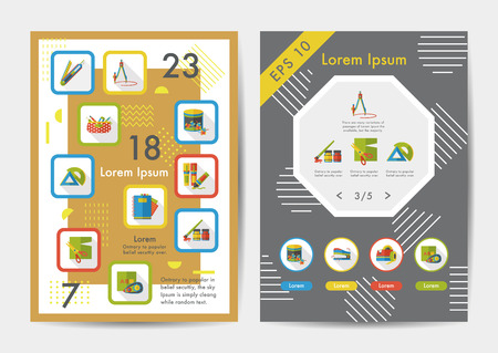 Stationery icons set with long shadow,eps10のイラスト素材