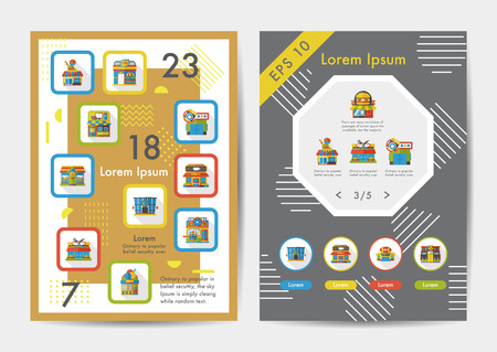 Store icons set with long shadow,eps10のイラスト素材