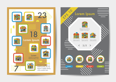 Store icons set with long shadow,eps10のイラスト素材