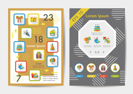 Birthday icons set with long shadow,eps10のイラスト素材