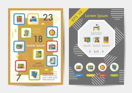 Office icons set with long shadow,eps10のイラスト素材