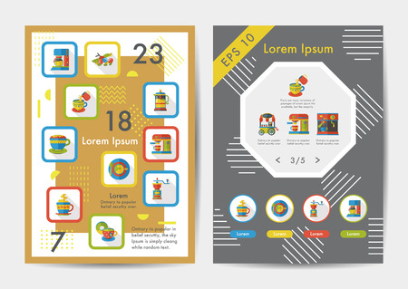 Coffee icons set with long shadow,eps10のイラスト素材