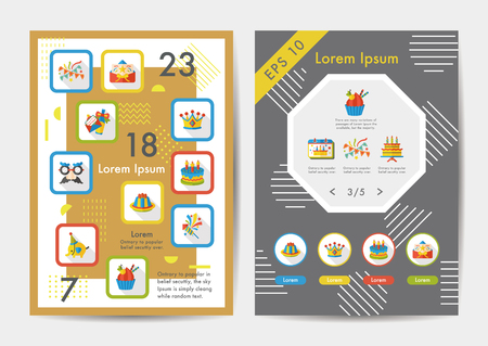 Birthday icons set with long shadow,eps10のイラスト素材