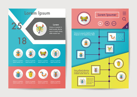 Insect icons set with long shadowのイラスト素材