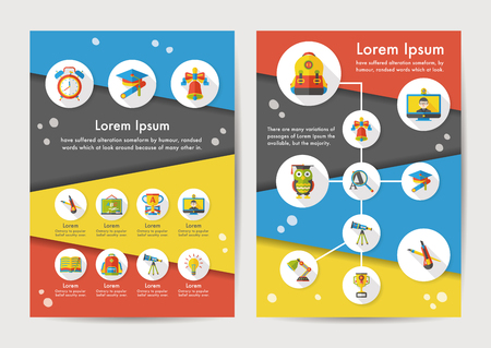 School icons set with long shadowのイラスト素材