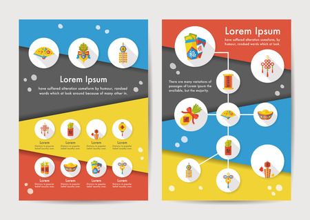 Chinese New Year icons set with long shadow,eps10のイラスト素材