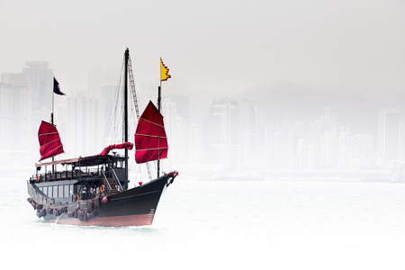 Travelling Hong Kong  with junk boat