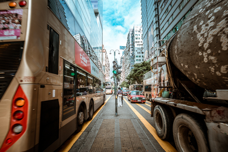 November 19, 2016 : Close up view of Nathan Road in Tsim Shai Tsui, Hong Kongのeditorial素材