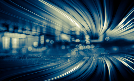 Motion speed effect effect with Hong Kong City in backgroundの写真素材
