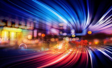 Motion speed effect effect with Hong Kong City in backgroundの写真素材