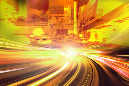 Motion speed  illustration effect with city in backgroundの写真素材