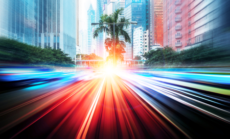 Motion speed  illustration effect with city in backgroundの写真素材