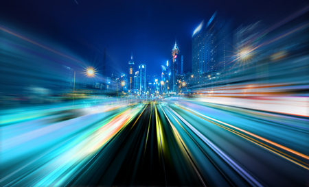 Motion speed  illustration effect with city in backgroundの写真素材