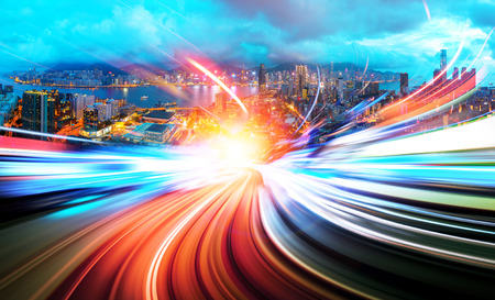 Motion speed  illustration effect with city in backgroundの写真素材