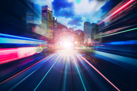 Motion speed  illustration effect with city in backgroundの写真素材