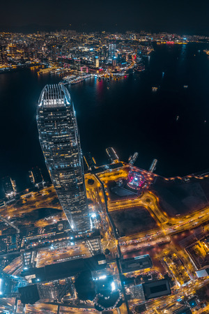Hong Kong financial district view from sky