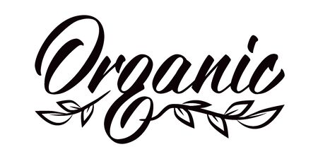 Organic - hand lettering design.Black inscription on white background. Vector illustration.のイラスト素材