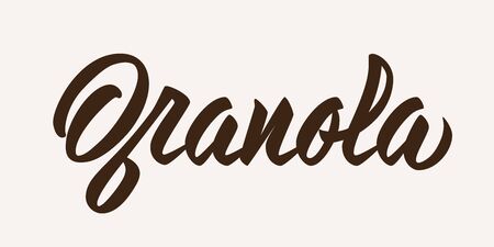 Granola - calligraphic inscription. Hand lettering on light background. Vector.のイラスト素材
