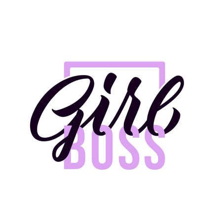 Girl boss - modern hand lettering with font design. Vector inscription for banners, posters, t-shirts, bags, mugs, cards, posters.のイラスト素材