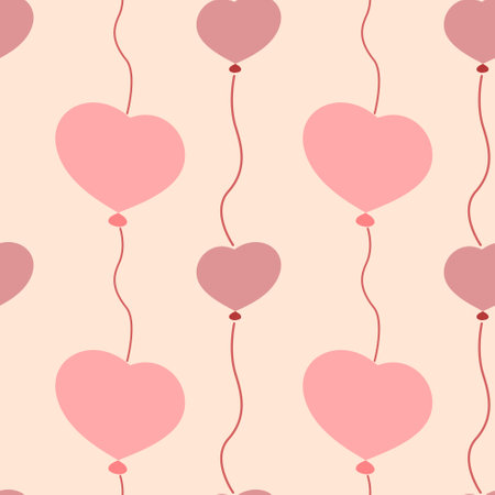 Pink balloon heart hanging for holiday, greting card, valentines day.のイラスト素材